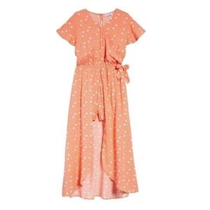 Love Fire Peach Orange Floral Skirt Romper Dress